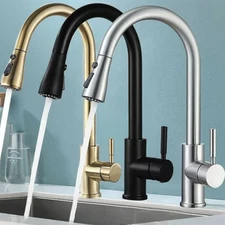 Commercial Stainless Steel Kitchen Faucet Pull Down Sprayer Single Handle Mixer