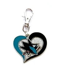 NHL SAN JOSE SHARKS HOCKEY CHARM FOR ZIPPER PULL PURSE WALLET CAT DOG COLLAR ETC