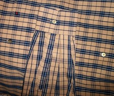 Casa Moda mens brown navy plaid button casual dress shirt collar pocket M 98