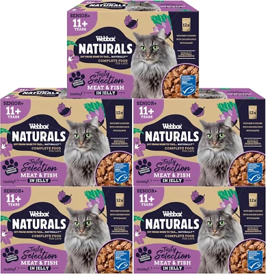 Webbox Naturals Complete Senior 11+ Wet Cat Food, 60 X Meat & Fish in Jelly Pack