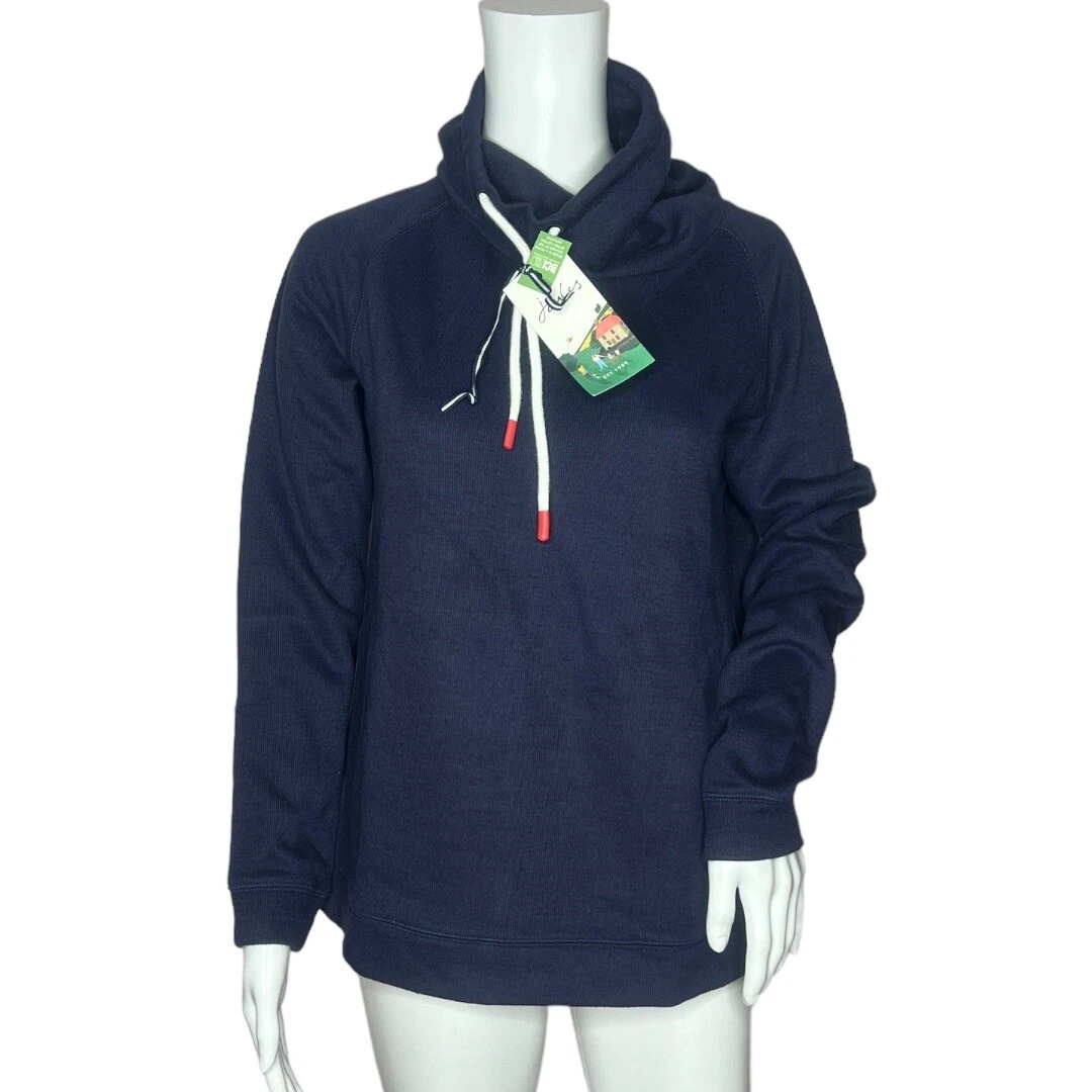 Joules Women s Nadia Ribbed Sweatshirt Top French Navy Blue Cowl Neck Size Small