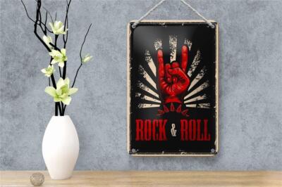 DekoDrom Blechschild Peace Love Country Music - Retro Wanddekoration 28x12cm