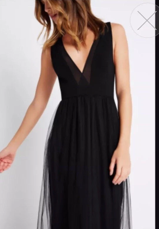 Tulle overlay top maxi dress