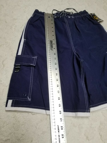 Joe Boxer Mens Swim Cargo Shorts Size 14/16 Four-Eyelet Lacing Denim Blue New - Picture 8 of 9