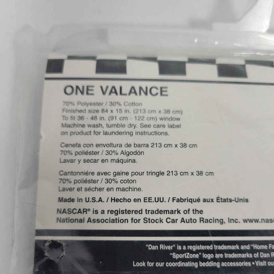 "Cenefa de cortina a cuadros con patrón de carreras Nascar Mancave vintage nueva 84x15""" Foto 4 de 4