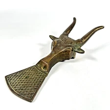 Vintage Solid Brass Bull Head Boot Jack Pull Shoe Horn Steer Longhorn Western