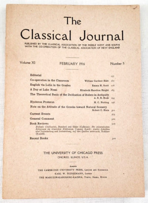 1916 CLASSICAL JOURNAL OF LATIN & GREEK,Language,Texts,History,Philology,Books,,