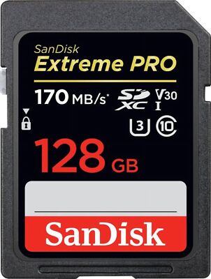 128GB UHS-I Memory Card 90MBs Write 170MBs Read 4K UHD Waterproof Shockproof