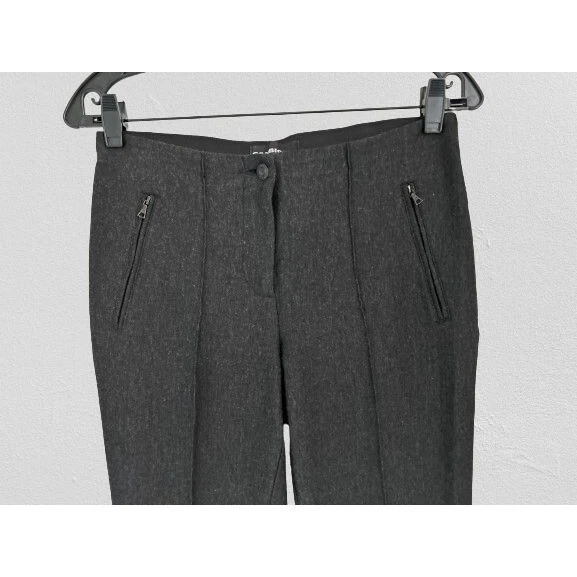 Брюки CAMBIO сужающиеся карманы на молнии вересковый серый шерстяная смесь эластичные размер 8 - Изображение 2 из 4