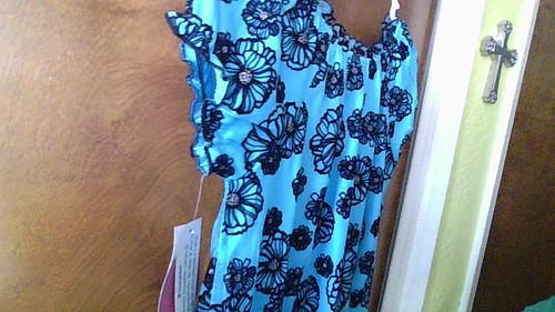 NWT! Tempted Girls Size 6 Short Sleeve Shirt PRETTY Bright Blue w/Black Flowers - Picture 16 of 23