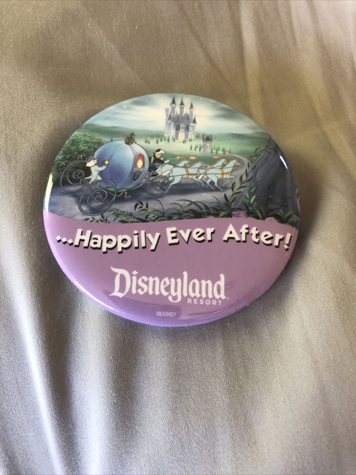 Disneyland Happily Ever After Souvenir Button Pin Happy Anniversary Cinderella 