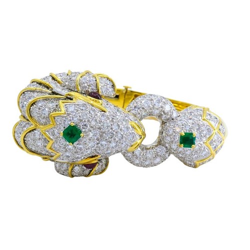 David WEBB Kingdom BRACELET Ram Aries Gold Platinum Gemstones Estate Jewelry - Picture 4 of 12