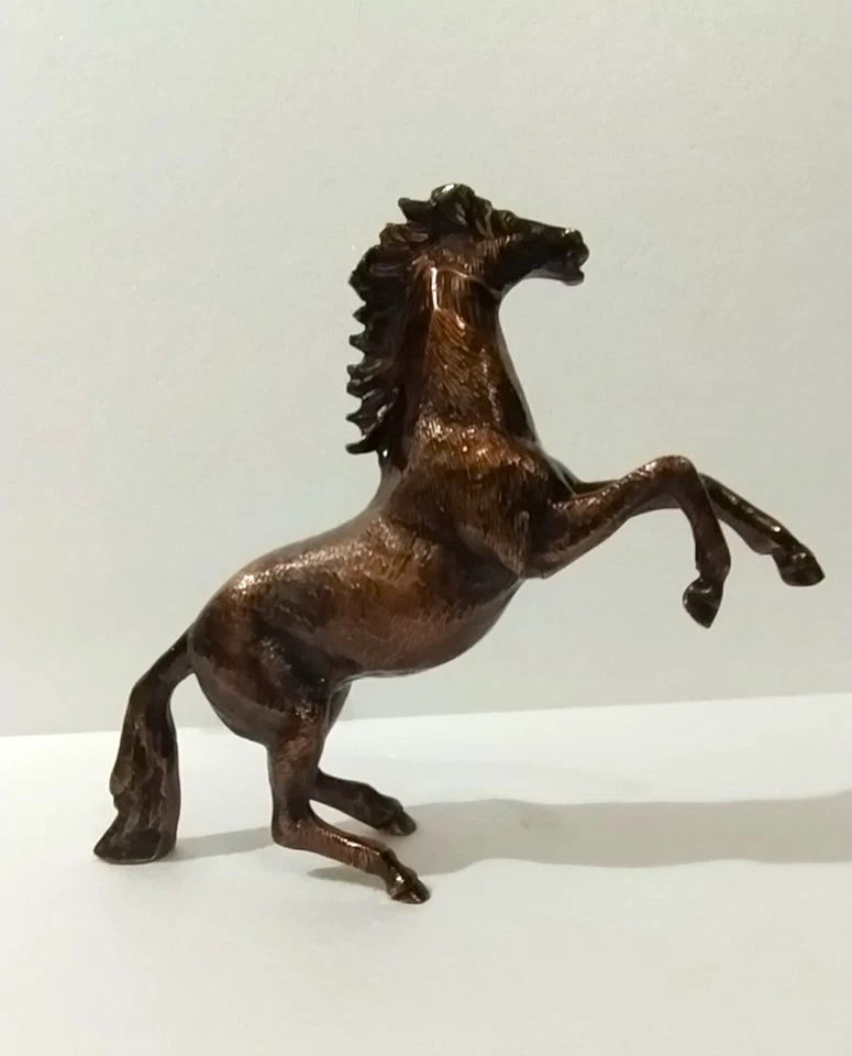 Estatuilla de estatua escultura de mesa de caballo de metal 11,5 pulgadas acabado antiguo de cobre Foto 2 de 4
