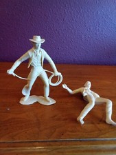 Vintage MARX TOYS Cowboy With Lasso Figurine and Cowboy Figurine