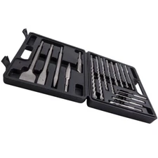 17Pcs Rotary Hammer Drill Bits & Chisel Concrete for Masonry Hole Tool W/ Case