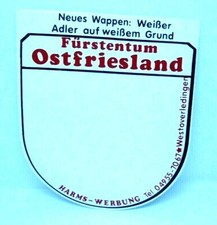 Werbe-Aufkleber Fürstentum Ostfriesland Wappen weißer Adler auf weißem Grund