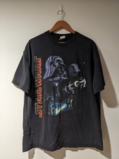Vintage Y2K Stars Wars Darth Vader Death Star Black X-Large T-Shirt