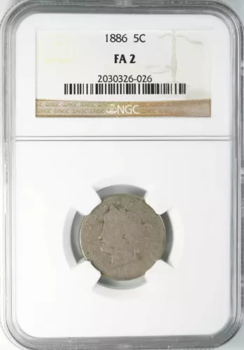 1886 LIBERTY HEAD V NICKEL 5C NGC CERTIFIED FA 02 FAIR (026)