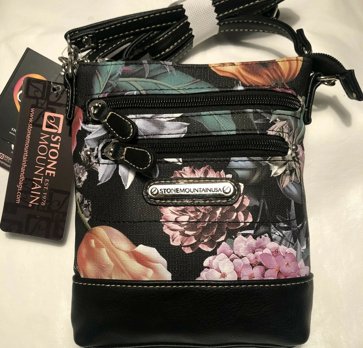 Stone Mountain 3 Bagger Convertible Crossbody Wristlet Clutch BLACK FLORAL  $59