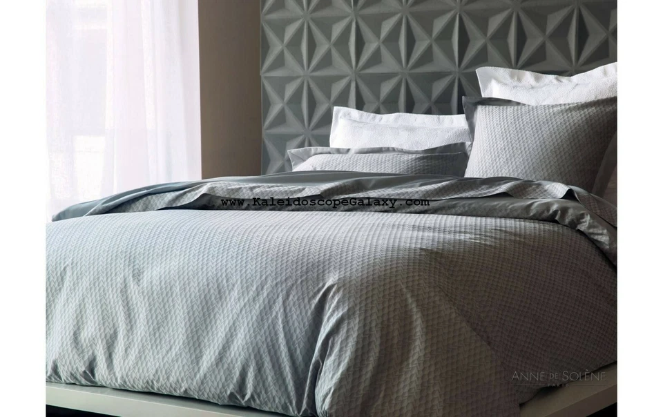 Anne De Solene KING GEOMETRY ARGENT * SÁBANA PLANA Y AJUSTADA ~ GRIS SATINADO Sin almohada Foto 2 de 4
