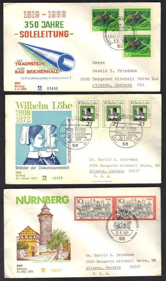 GERMANY 1970s COLL OF 19 FDC ALL DIFF W/CACHETS ADD ADDRESSED TO US DESTINATIONS - Image 4 of 4
