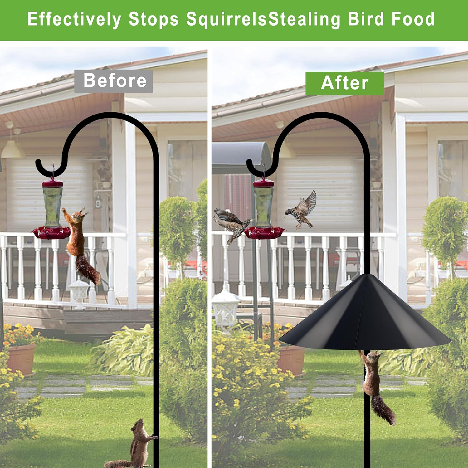 Squirrel Baffle for Bird Feeder Pole - 19 Inch for Shepherd’s Hook, Squirrel Pro