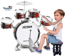 Toy Drum Set for Toddler Kids  Jazz Drum Kit with 5 Drums Percussion Musical In