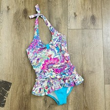 Lands' End Kids Colorful Paisley One Piece Swimsuit with Ruffle Detail Girls 8
