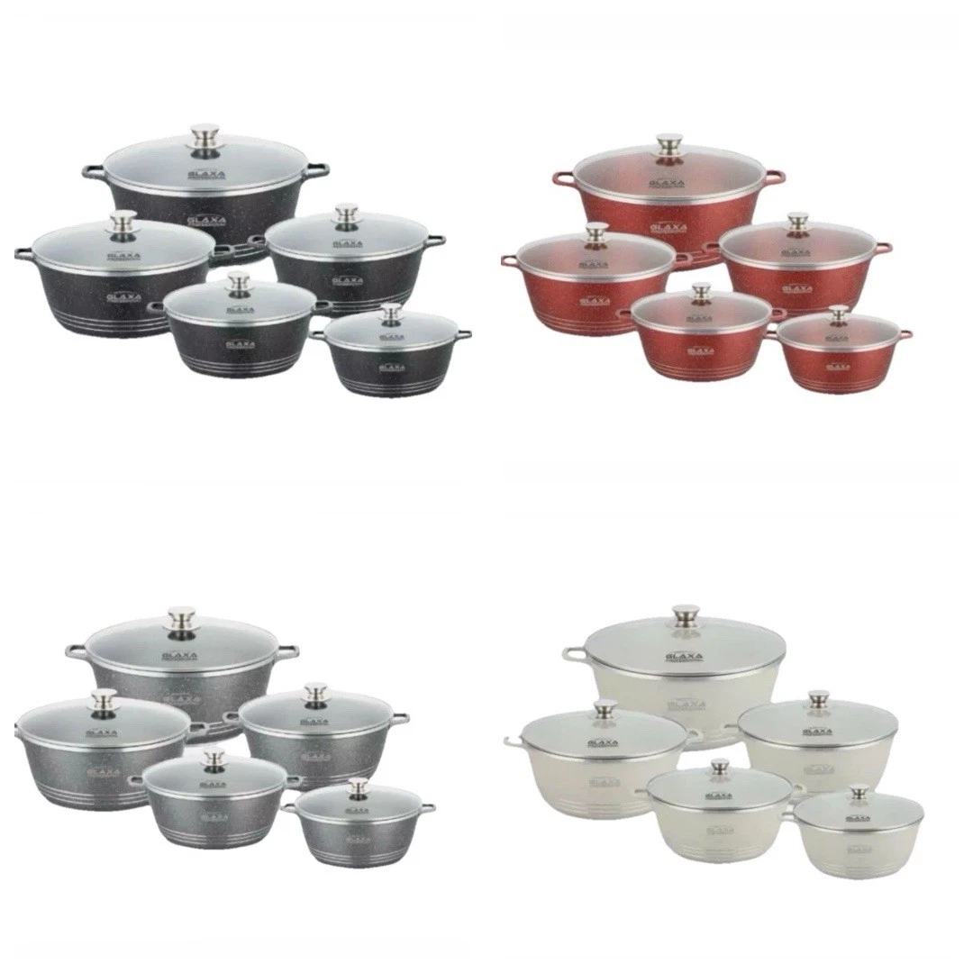 10pc Marble Coat Diecast Non-Stick Stockpot/Casserole Cooking Pot Induction Safe