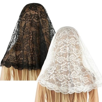 Bridal Veil Flower Lace Mantilla Wedding Headpeice Sheer Head Covering
