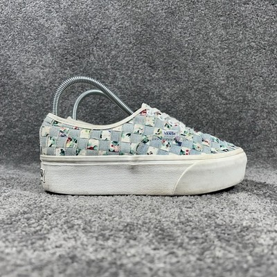 Vans Authentic Woven Stackform Women s Size 7.5 Floral Denim Platform Shoes Used