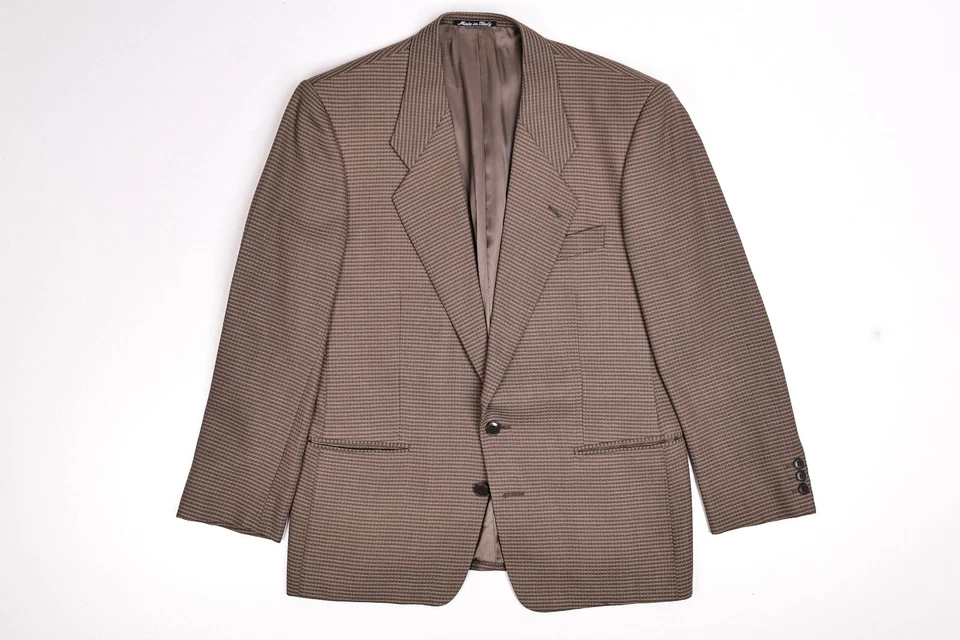 Jaqueta Blazer Vintage Mani Giorgio Armani Tecido Lã Tan 42 P - Imagem 2 de 4