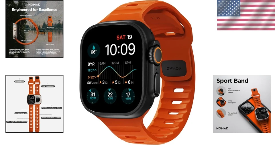 Correa deportiva para Apple Watch | goma fluororor negra 42 mm Foto 2 de 4