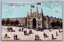 Postcard Milan Italy 1906 Exposition Motorsport & Cycling Pavilion