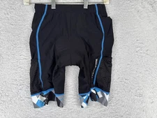 My Kilometre Cycling Bike Shorts Mens Medium Black Blue Padded Chamois Pockets