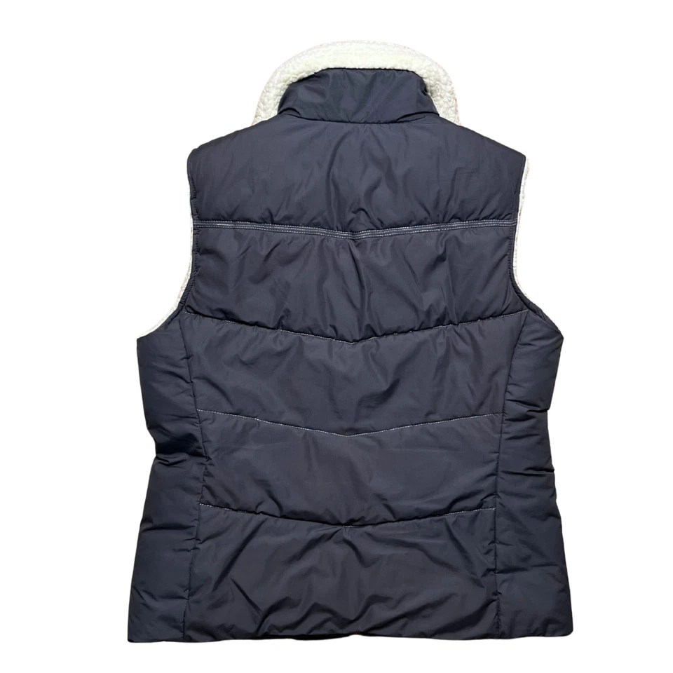 Chaleco acolchado con cuello vintage Y2K para mujer grande polar ribete de piel abrigo retro de los años 2000 Foto 2 de 4