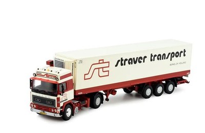 TEKNO, VOLVO F12 Globetrotter 4x2 mit 3-achsigem Kühlauflieger STRAVER, 1/50,...