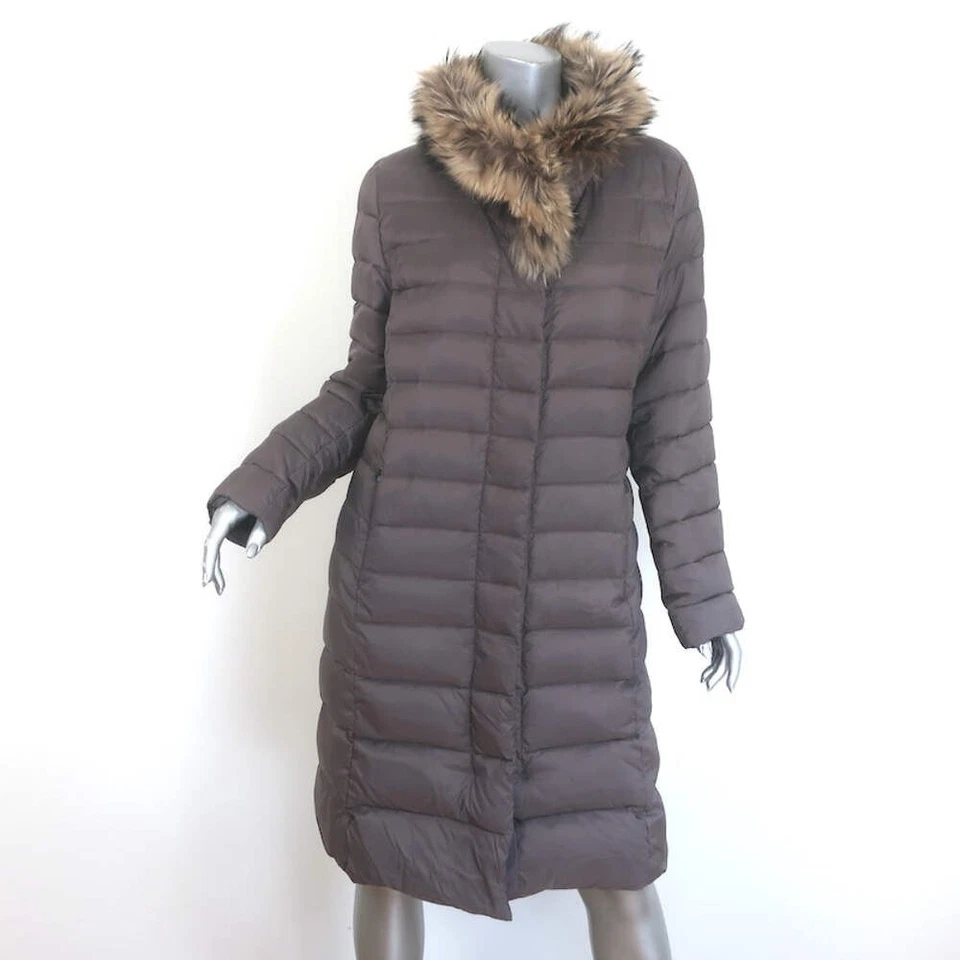 Abrigo acolchado Bogner con cuello de piel gris malva talla US 8 Foto 4 de 4