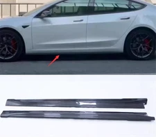 Real Carbon Fiber ART Side Skirt Side Splitter Cover For Tesla Model 3 19-2021 