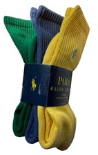 Polo Ralph Lauren Men's Ribbed Cushion Foot Crew Socks 3-Pack 10-13