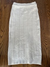 Cyrus NYC Cable Knit Sweater Skirt Cream XS Chevron Pattern Ultra Soft