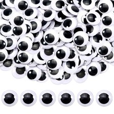 TOAOB 150pcs 1 Inch Plastic Wiggle Googly Eyes Self-Adhesive 25mm, black
