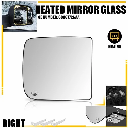 Passenger Side Heated Towing Mirror Glass RH For 2009-2010 Dodge Ram 1500 Truck