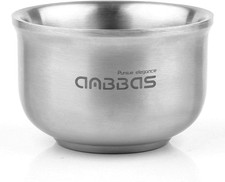 Anbbas Shaving Soap Bowl,3 Layers Food-Grade 304 4.1 4.1 2.6 inches, Silver