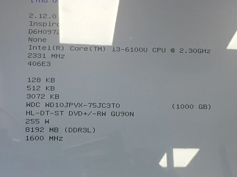 Dell Inspiron 24-3459 24" Intel Core i3-6100U 2.3GHz 8GB RAM 1TB HDD NO OS Good - Image 3 of 4