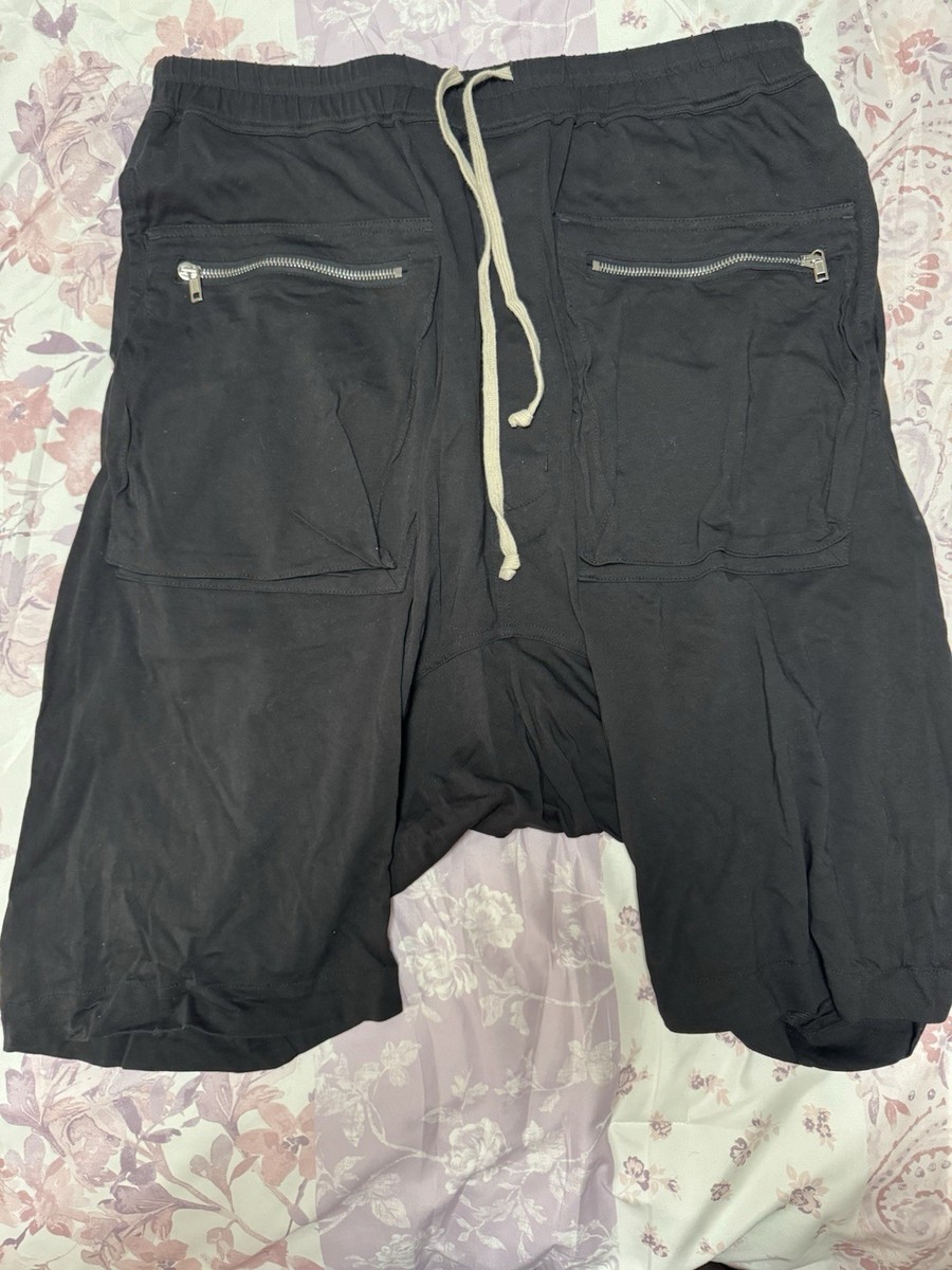 Rick Owens Drkshdw Black Zipper Pocket Cargo Pods Shorts Size