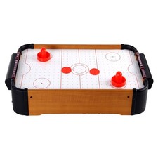 Air Hockey Table 20 Inches Wood Grain Fun Tabletop Game with Fan, Pucks, Pushers