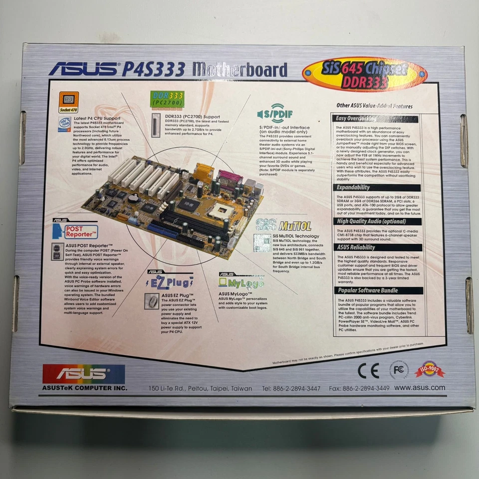 Placa madre ASUS P4S333 Socket 478 SiS 645 DDR333 - nunca usada completa en caja - Imagen 3 de 4