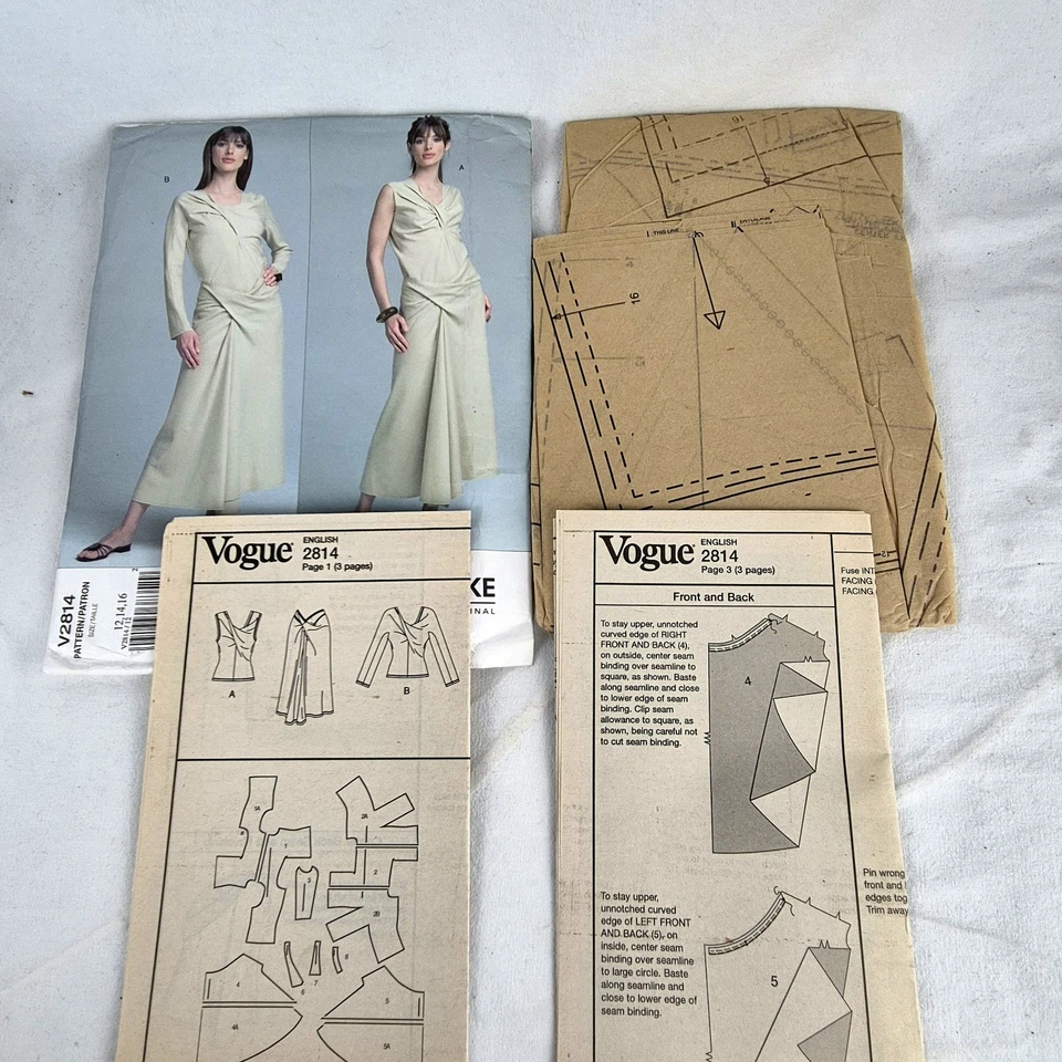 ISSEY MIYAKE Vogue Designer Original Top & Skirt Pattern V2814 Uncut Opened - Image 3 of 4