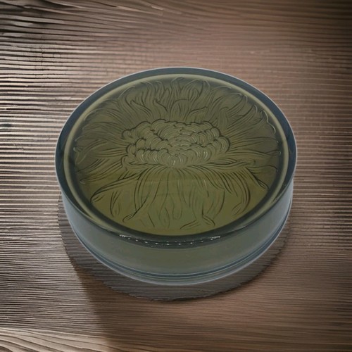 Schöne Art Deco Dose signiert Verlys, gegossenes Glas braun polierte Optik - Bild 14 von 21